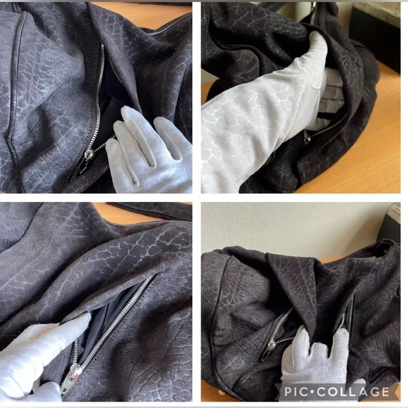 Alexander Wang Morgan Espresso Croc Embossed Suede Hobo Bag New - Picture 10 of 12